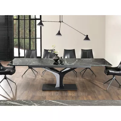 Stylový rozkládací jídelní stůl GAETAN - zelený mramor / černý