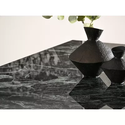 Stylový rozkládací jídelní stůl GAETAN - zelený mramor / černý