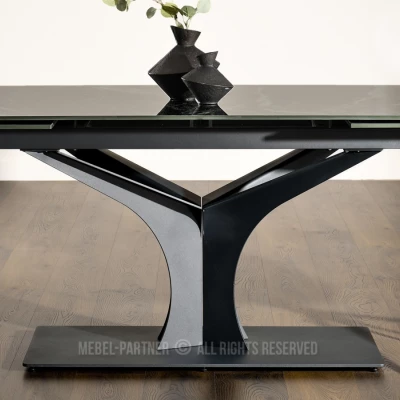 Stylový rozkládací jídelní stůl GAETAN - zelený mramor / černý