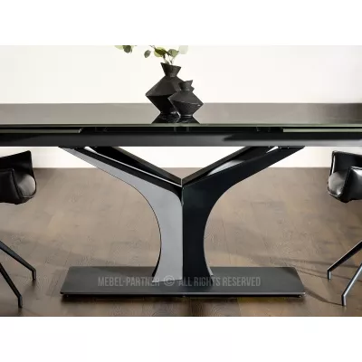 Stylový rozkládací jídelní stůl GAETAN - zelený mramor / černý