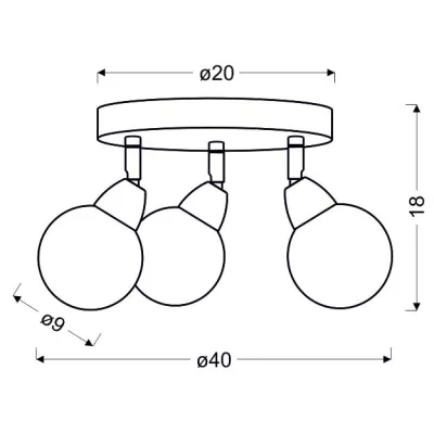Stropní kulaté bodové LED světlo BOLO - 3x6W, 3000K (teplá bílá), chromované