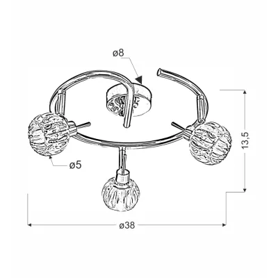 Stropní bodové kruhové osvětlení BOMBOLA - 3xG9, 40W, chromované / čiré