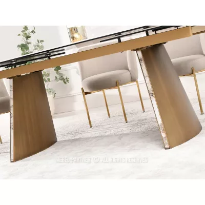 Rozkládací jídelní stůl GARRIS - bílý mramor / hnědý