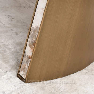 Rozkládací jídelní stůl GARRIS - bílý mramor / hnědý