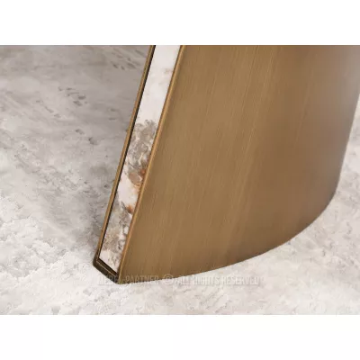 Rozkládací jídelní stůl GARRIS - bílý mramor / hnědý