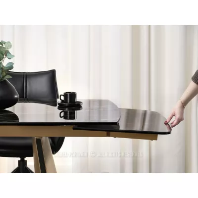 Rozkládací jídelní stůl GARRIS - černý mramor / hnědý