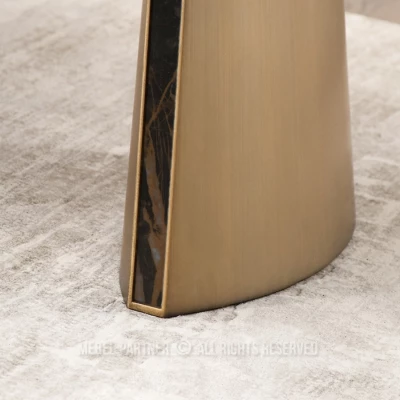 Rozkládací jídelní stůl GARRIS - černý mramor / hnědý