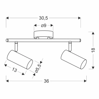 Stropní bodové svítidlo COLLY - 2xGU10, 15W, mosazné