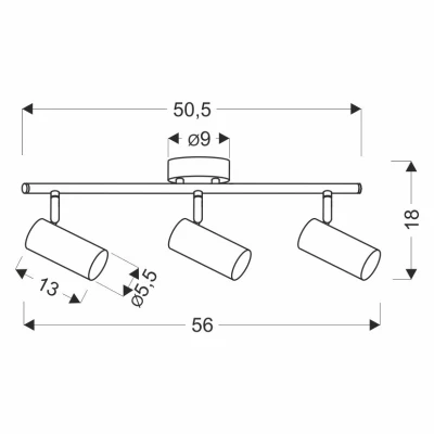 Stropní bodové svítidlo COLLY - 3xGU10, 15W, černé