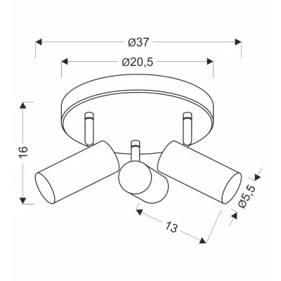 Stropní bodové kulaté svítidlo COLLY - 3xGU10, 15W, bílé