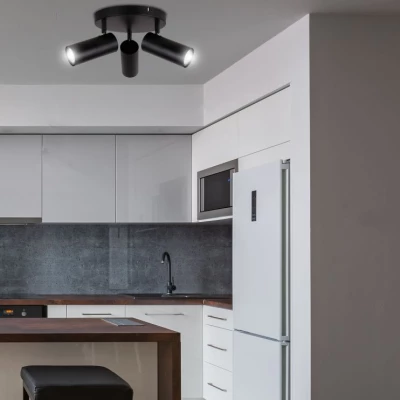 Stropní bodové kulaté svítidlo COLLY - 3xGU10, 15W, černé