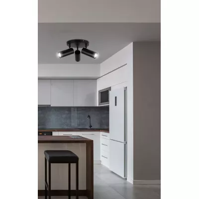 Stropní bodové kulaté svítidlo COLLY - 3xGU10, 15W, černé