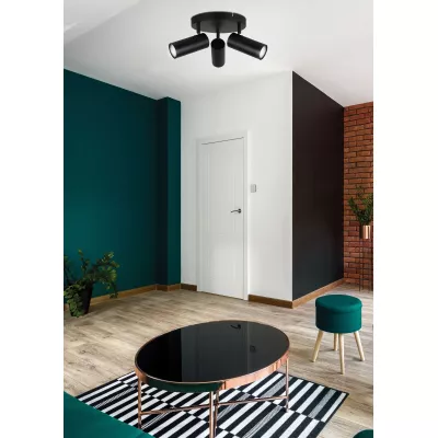 Stropní bodové kulaté svítidlo COLLY - 3xGU10, 15W, černé