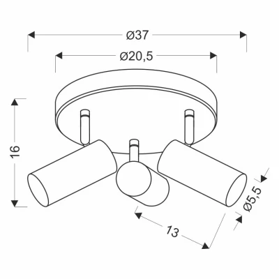 Stropní bodové kulaté svítidlo COLLY - 3xGU10, 15W, černé