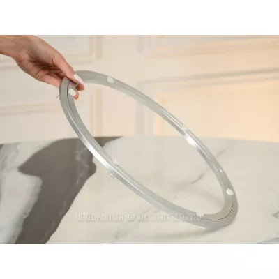 Kulatý jídelní stůl GEMMO - černobílý mramor / černý