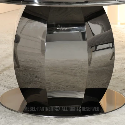 Kulatý jídelní stůl GEMMO - černobílý mramor / černý