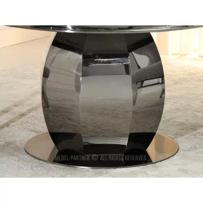 Kulatý jídelní stůl GEMMO - černobílý mramor / černý