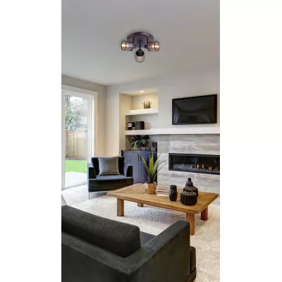 Stropní bodové kulaté osvětlení CANABER - 3xE14, 40W, hnědé / zlaté