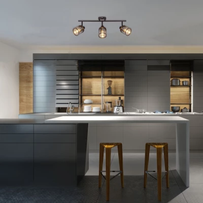 Stropní bodové osvětlení CANABER - 3xE14, 40W, hnědé / zlaté