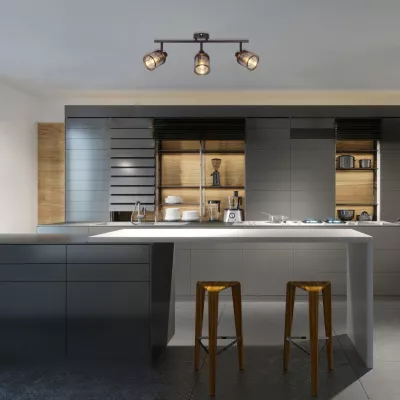 Stropní bodové osvětlení CANABER - 3xE14, 40W, hnědé / zlaté