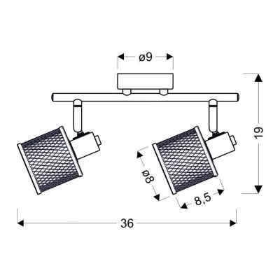 Stropní / nástěnné bodové osvětlení CANABERA - 2xE14, 40W, hnědé / zlaté