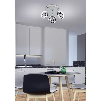 Stropní bodové LED světlo CELT - 3x6W, 3000K (teplá bílá), chromované