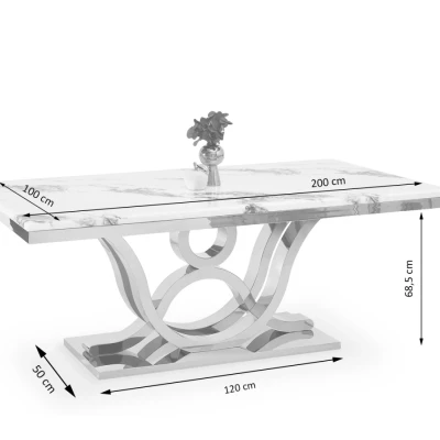 Luxusní jídelní stůl HALIM - bílý mramor / zlatý