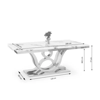 Luxusní jídelní stůl HALIM - bílý mramor / zlatý