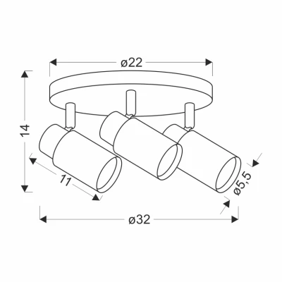Bodové stropní svítidlo CLARO - 3xGU10, 15W, kulaté, hnědé / bílé