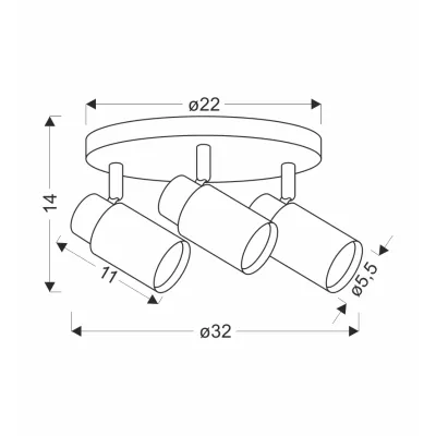 Bodové stropní svítidlo CLARO - 3xGU10, 15W, kulaté, hnědé / bílé