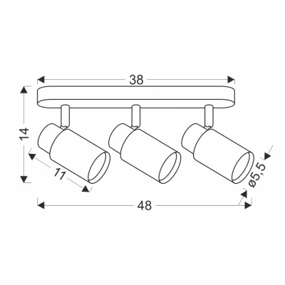 Bodové stropní svítidlo CLARO - 3xGU10, 15W, hnědé / bílé