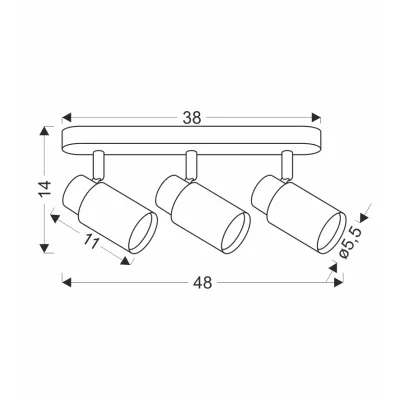 Bodové stropní svítidlo CLARO - 3xGU10, 15W, hnědé / bílé