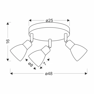 Stropní kulaté bodové svítidlo COSTA - 3xE14, 40W, černé / bílé