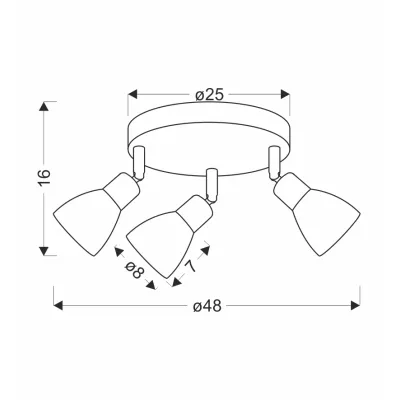 Stropní kulaté bodové svítidlo COSTA - 3xE14, 40W, černé / bílé