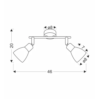 Stropní / nástěnné bodové svítidlo COSTA - 2xE14, 40W, černé / bílé