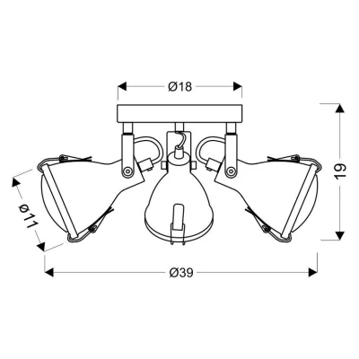 Bodové stropní loftové osvětlení CRODO - 3xE14, 40W, šedé