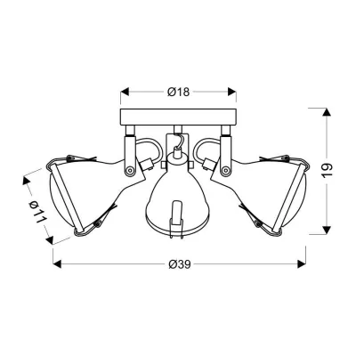 Bodové stropní loftové osvětlení CRODO - 3xE14, 40W, šedé