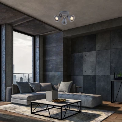 Bodové stropní loftové osvětlení CRODO - 3xE14, 40W, šedé