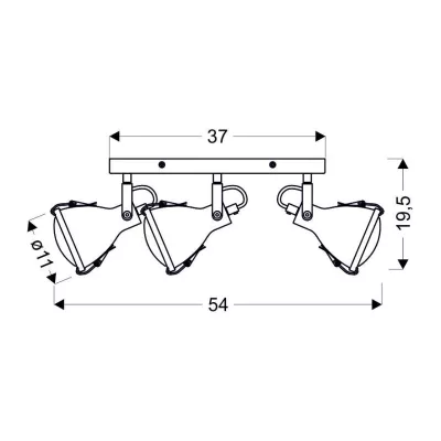 Bodové stropní loftové svítidlo CRODO - 3xE14, 40W, šedé