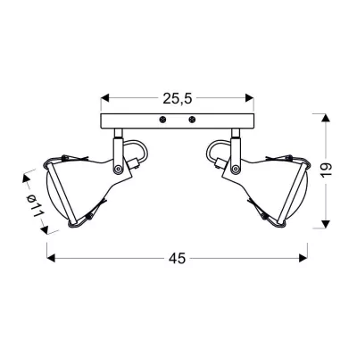 Bodové nástěnné / stropní loftové svítidlo CRODO - 2xE14, 40W, šedé