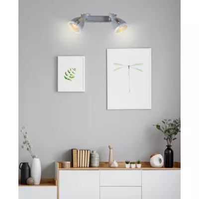Bodové nástěnné / stropní loftové svítidlo CRODO - 2xE14, 40W, šedé