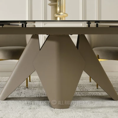 Rozkládací jídelní stůl HAMAD - bílý mramor / béžový