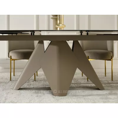 Rozkládací jídelní stůl HAMAD - bílý mramor / béžový