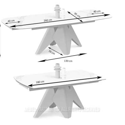 Rozkládací jídelní stůl HAMAD - béžový mramor / černý