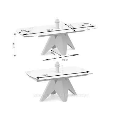 Rozkládací jídelní stůl HAMAD - béžový mramor / černý