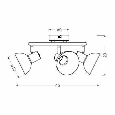 Bodové stropní osvětlení DISO - 3xE27, 40W, černé / zlaté