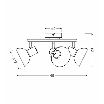 Bodové stropní osvětlení DISO - 3xE27, 40W, černé / zlaté