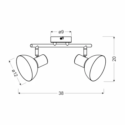 Bodové nástěnné / stropní osvětlení DISO - 2xE27, 40W, černé / zlaté