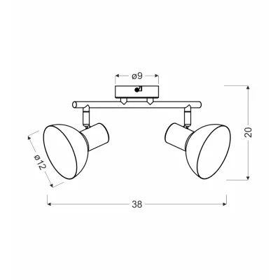 Bodové nástěnné / stropní osvětlení DISO - 2xE27, 40W, černé / zlaté