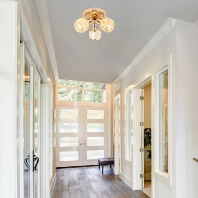 Kulaté stropní bodové svítidlo DUBAI - 3xE14, 40W, růžovozlaté / čiré